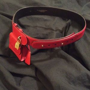 Ettore Bugatti Red Leather Belt with Pouch